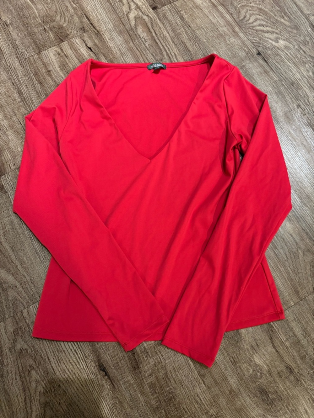 wild fable Red V-Neck Long Sleeve Top